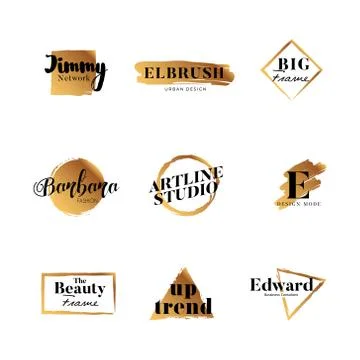 Gold Brush Logo Type Collection Stock Illustration