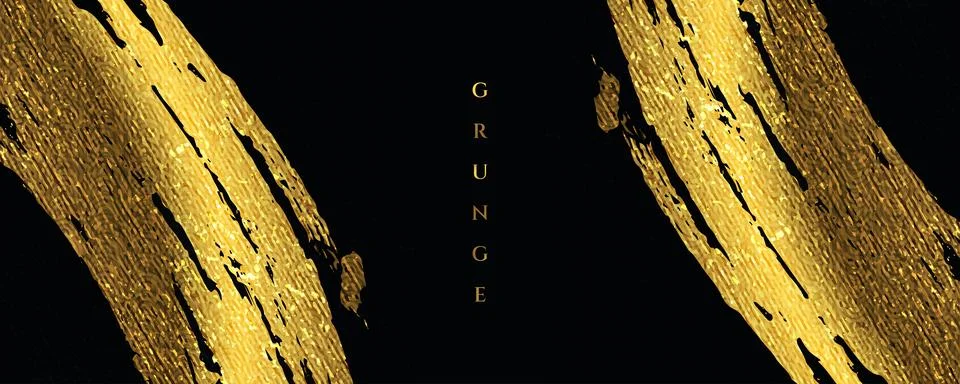 Gold Brush Stroke with Texture Effect on Black Background Stock Illustration