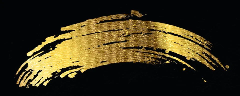 Gold Brush Stroke with Texture Effect on Black Background Illustrazione stock
