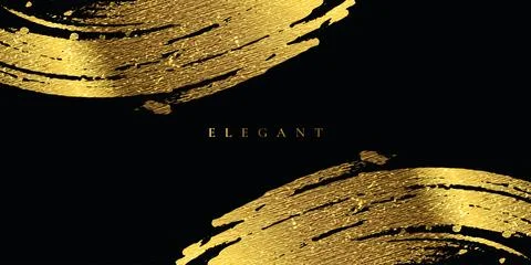 Gold Brush Stroke with Texture Effect on Black Background Stock Illustration