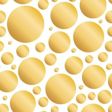 Gold bubbles on white background seamless pattern. Stockillustratie