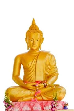 Gold buddha statue  isolate whitebackground with clipping path. Stock Photos