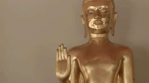 Gold Buddha Statue at Wat Pho, Bangkok,Thailand Stock Footage 48438724