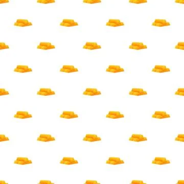 Gold bullion bars seamless pattern on white background Stock Illustration