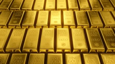 Gold Bullions loopable animation. Stock Footage 21845593