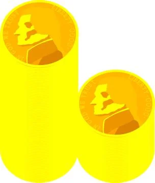 Gold bundle of US American 5 cent coin Stock Illustration