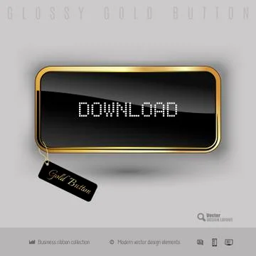 Gold button with black glossy inside Stock Illustration