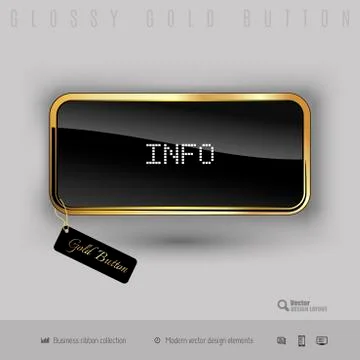 Gold button with black glossy inside Stock Illustration