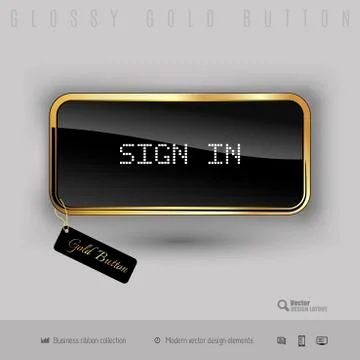 Gold button with black glossy inside Stock Illustration