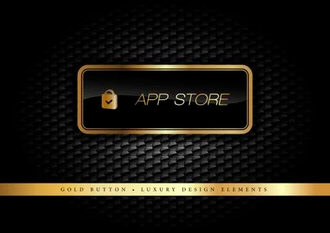 Gold Button on the luxury black background. Graphic elements. Stockillustratie