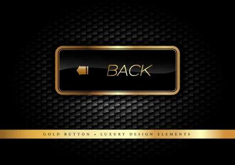Gold Button on the luxury black background. Graphic elements. Stock Illustration