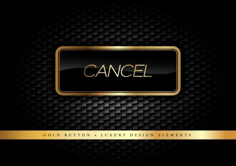 Gold Button on the luxury black background. Graphic elements. Stock Illustration