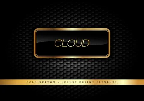 Gold Button on the luxury black background. Graphic elements. Stock Illustration