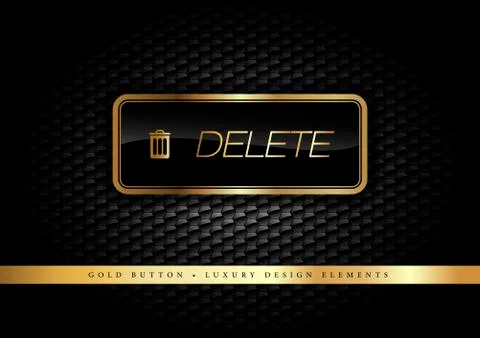 Gold Button on the luxury black background. Graphic elements. Stock Illustration