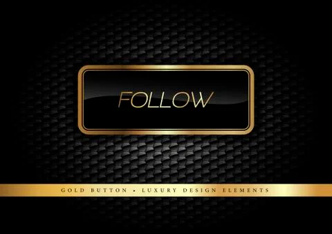 Gold Button on the luxury black background. Graphic elements. Stock Illustration