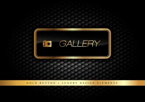 Gold Button on the luxury black background. Graphic elements. イラスト素材
