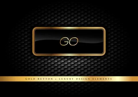 Gold Button on the luxury black background. Graphic elements. Stock Illustration