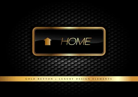 Gold Button on the luxury black background. Graphic elements. Stock Illustration