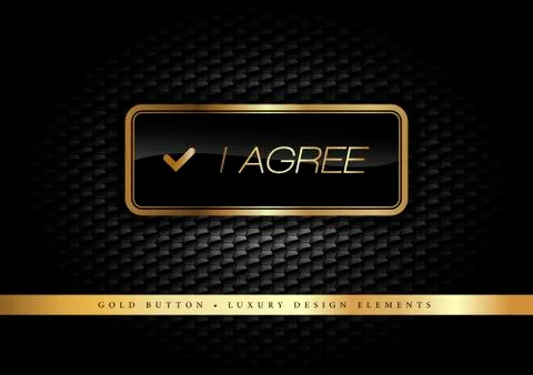 Gold Button on the luxury black background. Graphic elements. Illustrazione stock
