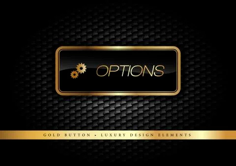 Gold Button on the luxury black background. Graphic elements. 스톡 일러스트