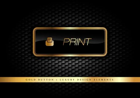 Gold Button on the luxury black background. Graphic elements. Stock Illustration