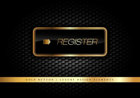 Gold Button on the luxury black background. Graphic elements. Stockillustratie