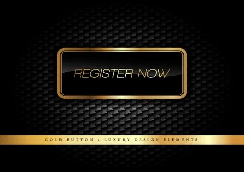 Gold Button on the luxury black background. Graphic elements. Illustrazione stock