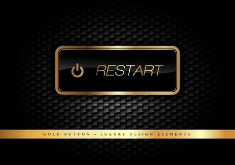 Gold Button on the luxury black background. Graphic elements. Stock Illustration