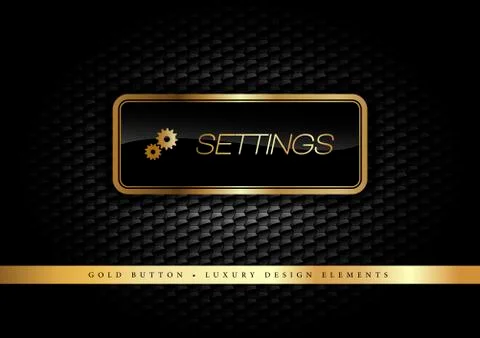 Gold Button on the luxury black background. Graphic elements. Illustrazione stock