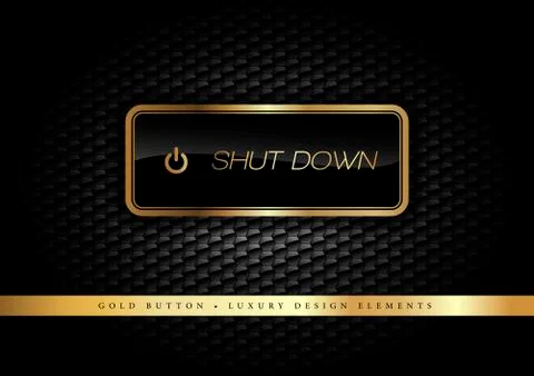 Gold Button on the luxury black background. Graphic elements. Illustrazione stock