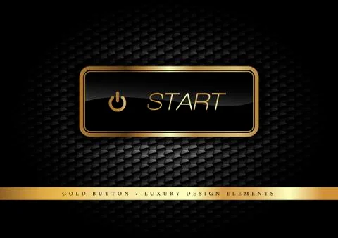 Gold Button on the luxury black background. Graphic elements. Illustrazione stock