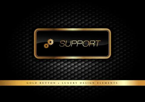 Gold Button on the luxury black background. Graphic elements. Stock Illustration