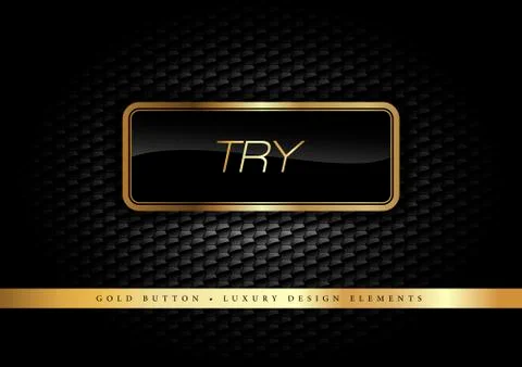 Gold Button on the luxury black background. Graphic elements. Stockillustratie