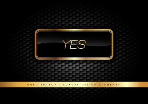 Gold Button on the luxury black background. Graphic elements. Stock Illustration