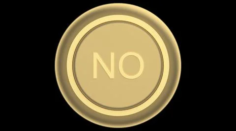 Gold button no isolated 3d illustration golden render Stock Illustration