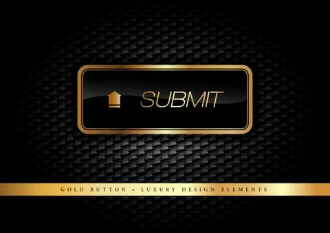 Gold Button Submit on the luxury black background. Graphic elements. Stock Illustration