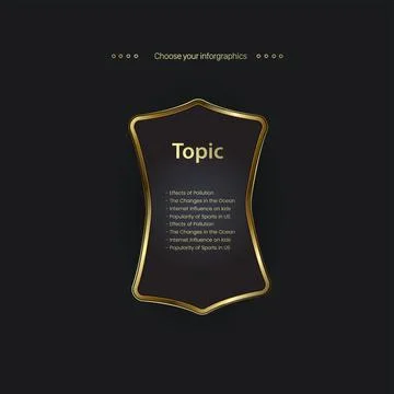 A gold buttons shape element template on black background, a modern golden bu Illustrazione stock
