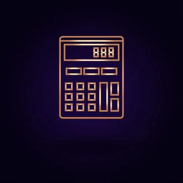 Gold calculator icon. Vector illustration isolated on a blue background. Scho Stock Illustration