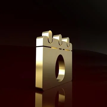 Gold Calendar with Easter egg icon isolated on brown background. Spring Chris Stock Illustration