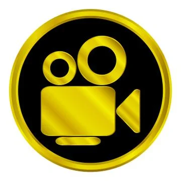 Gold camera button Stock Illustration