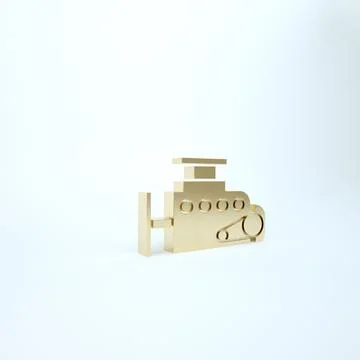 Gold Car engine icon isolated on white background. 3d illustration 3D render Stock Illustration