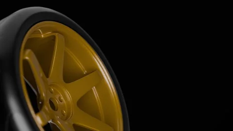 Gold Car Wheel Close Up Stock Footage 325218067