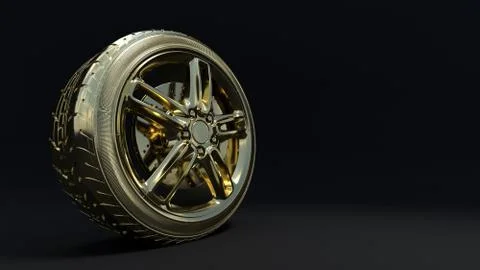 Gold car wheels and alloy wheels Stock Illustration