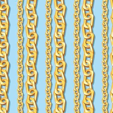 Gold cartoon chain seamless pattern Stock Illustration