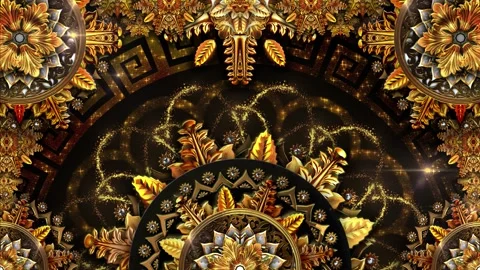 Gold Carving Ornaments Background Видео 344832021