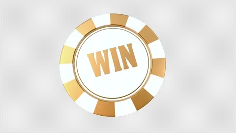 Gold Casino Chip with Win Text , with alpha channel. Stock Footage 335893354