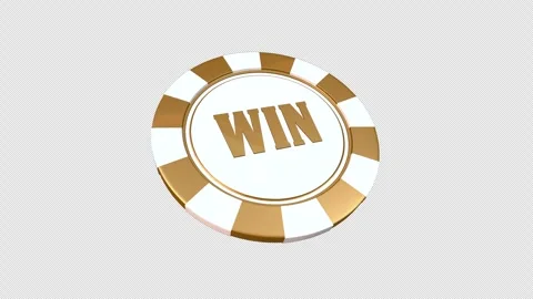 Gold Casino Chip with Win Text Isolated with alpha channel. Video stock 343431895