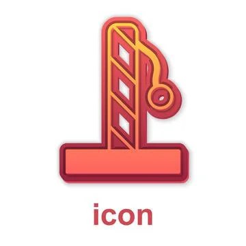 Gold Cat scratching post with toy icon isolated on white background. Vector Stock Illustration