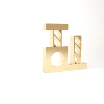 Gold Cat scratching post with toy icon isolated on white background. 3d Stock Illustration