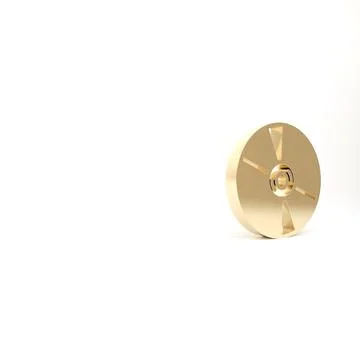 Gold CD or DVD disk icon isolated on white background. Compact disc sign. 3d  Stock-Illustration